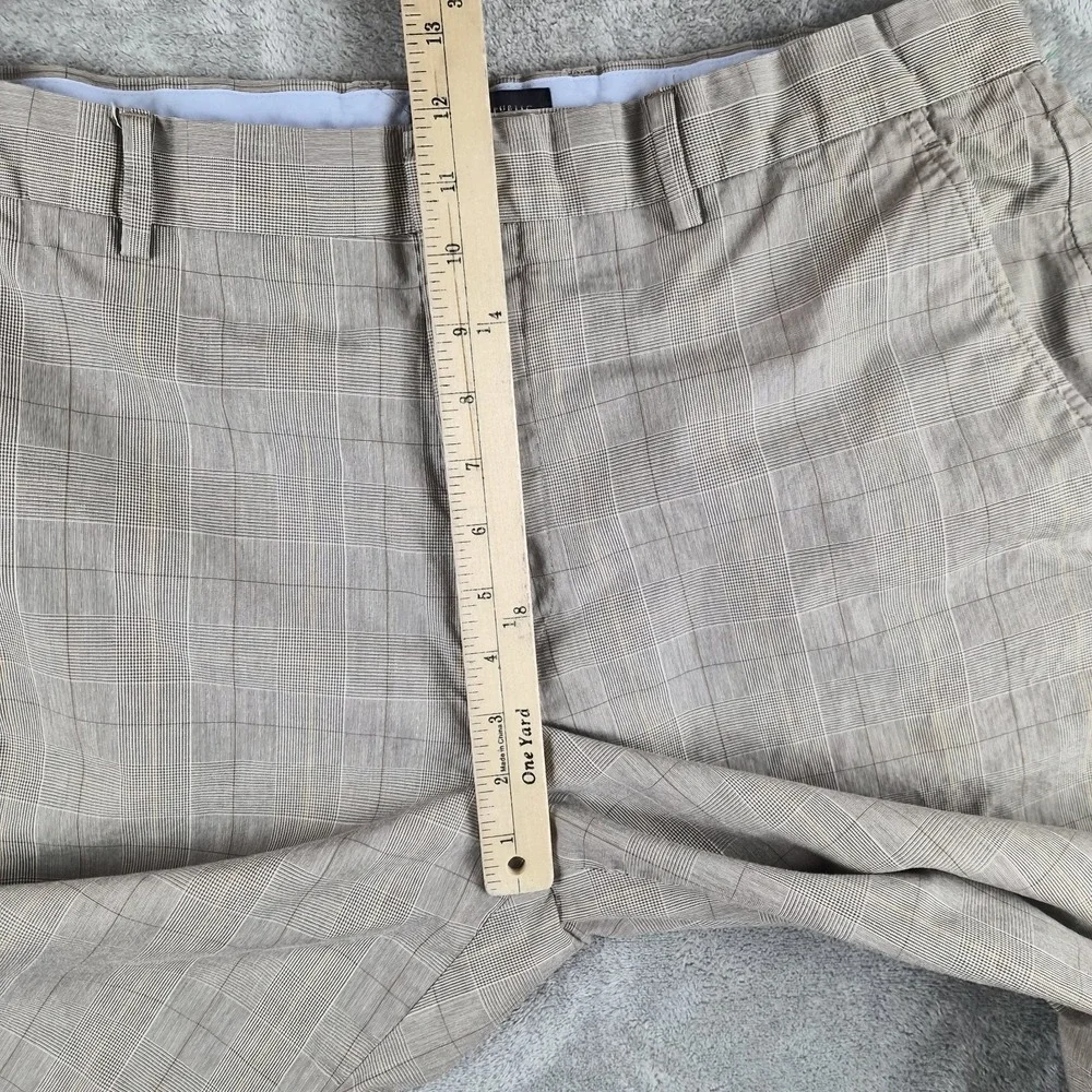 Banana Republic Dress Pants Men 36x30 (fits 34x28) Beige Plaid 100% Cotton Flat